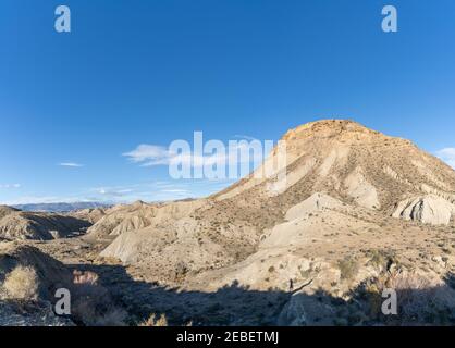 Ein Blick auf die Wüste Tabernas in Andalusien Stockfoto