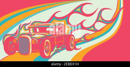 Hot Classic Custom Car Cartoon Vektor Illustration Stock Vektor