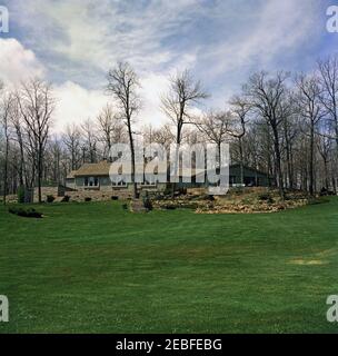 Camp David, Aussicht. Blick auf Aspen Lodge, die Residenz des Präsidenten im Camp David in Frederick County, Maryland. Stockfoto