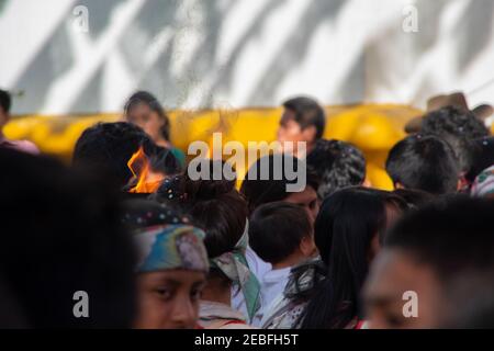 Tag der Muttergottes von Guadalupe / Dia de la Virgen de Guadalupe an der Kirche Guadalupe in San Cristóbal de las Casas, Chiapas, Mexiko Stockfoto