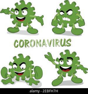 Vektor-Illustration von Cartoon Coronavirus in verschiedenen Positionen Stock Vektor