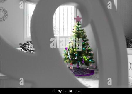 Blick auf den weihnachtsbaum Stockfoto