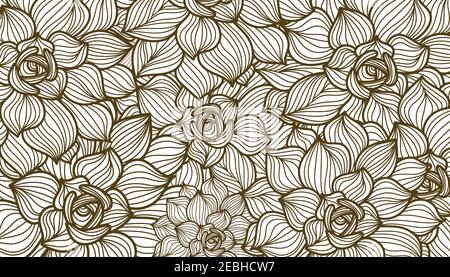 Blumenhintergrund mit handgezeichneten Lotusblumen. Schöne Vektor floralen Hintergrund Stock Vektor