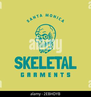 Logo-Vorlage für eine Streetwear-Marke mit einem Totenkopf-Symbol Stockfoto