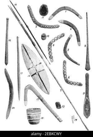 Anmerkungen zu den Aborigines von New South Wales - Abb. 3 Aborigine Weapons. Stockfoto