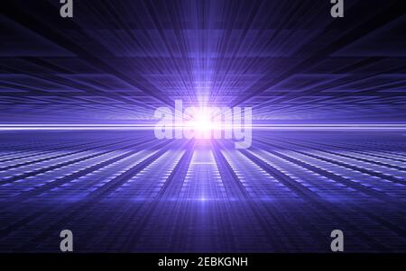 Abstrakte Perspektive futuristische Technologie Hintergrund. Zeitschleife, Cyberspace. 3D Abbildung Stockfoto