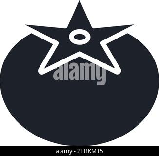Tomatensymbol. Schwarze isolierte Silhouette. Symbol „Füllfläche“. Modernes Design. Vektorgrafik. Gemüse. Stock Vektor