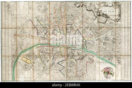 Nouveau Plan routier de la ville et faubourgs de Paris divise en 48 sections d'apres le Decret de l'Assemblee N.ale. Stockfoto