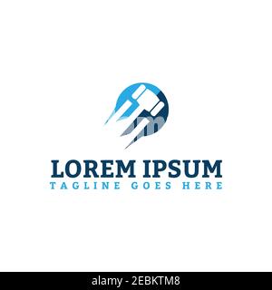 Einfaches Design Gerechtigkeit Gesetz Symbol mit Hammer der Gerechtigkeit. Kanzlei Symbol-Design in flachem Stil. Symboldesign für Rechtsanwaltsymbole. Vektorgrafik EPS,8 Stock Vektor