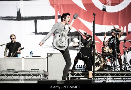 Jack Barakat von All Time Low auf der Hauptbühne Beim Reading Festival 2015 Stockfoto