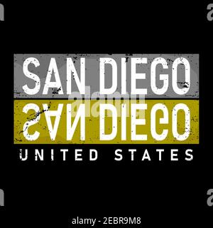 San Diego. Vektorbeschriftung isoliert. Vorlage für Karte, Poster, Banner, Druck für T-Shirt, Etikett, Abzeichen und Pin Stock Vektor