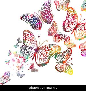 Abstrakt Hintergrund bunt Schmetterling. Gemischte Medien. Vektorgrafik Stock Vektor