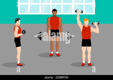 Training mit Hantel im Fitness-Studio Gesundheitstraining Stock Vektor