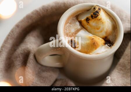 Heiße Schokolade mit marshmallows Stockfoto