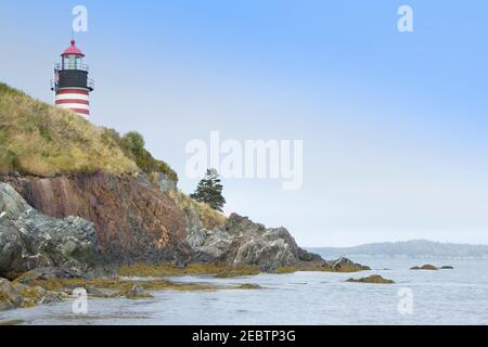 USA, Maine, Lubec, West Quoddy Head Lighthouse Stockfoto