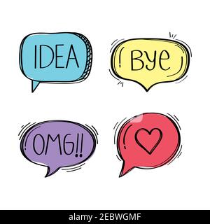 Sprechblasen mit Social Media Doodle Stil Icons Stock Vektor