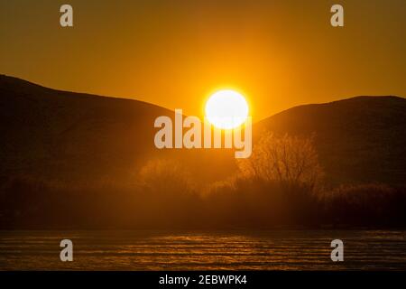 USA, Idaho, Bellevue, Sonnenuntergang über Hügeln Stockfoto