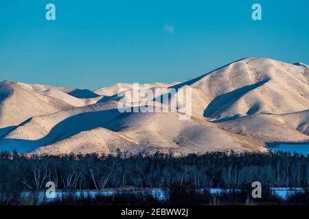 USA, Idaho, Bellevue, Landschaft mit verschneiten Bergen Stockfoto