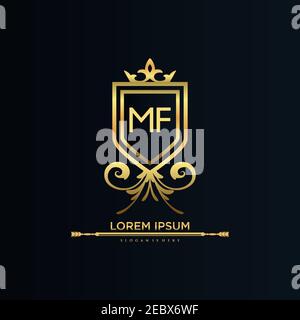 Buchstaben Initial mit Royal Template.elegant mit Krone Logo Vektor, Kreative Schriftzug Logo Vektor Illustration. Stock Vektor