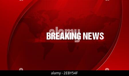 Moderne Breaking News Abstraktes Hintergrundkonzept. Hintergrunddesign mit Weltkarte im Hintergrund Stockfoto