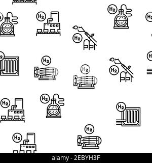 Wasserstoff-Industrie Vektor Nahtloses Muster Stock Vektor