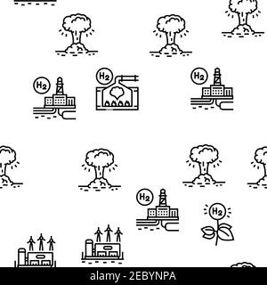 Wasserstoff-Industrie Vektor Nahtloses Muster Stock Vektor