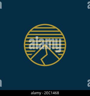 Mountain Logo Design mit linearer Stil Vektor-Vorlage Stock Vektor