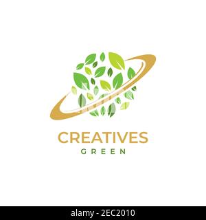 Green Earth Illustration Logo Design Vektor Vorlage Stock Vektor