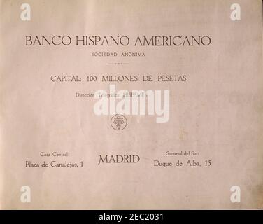 PORTADA DEL LIBRO SOBRE EL BANCO HISPANO AMERICANO EN SU XXV ANIVERSARIO. LAGE: BANCO SANTANDER CENTRAL HISPAN. MADRID. SPANIEN. Stockfoto