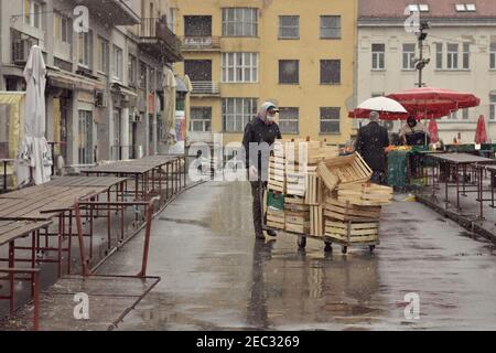 Straßenszene vom Dolac Markt in Zagreb, Kroatien Stockfoto