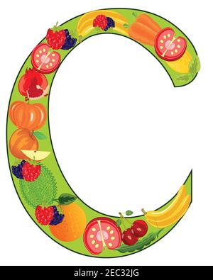 Brief mit englisch des Alphabets in der Art und Weise der Obst und Gemüse Stock Vektor