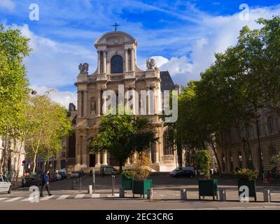 Kirche von St-Gervais-et-St-Protais, Paris. Die Kirche ist eine der ältesten in Paris, im Jahr 1494 begonnen, obwohl die Fassade stammt aus dem Jahr 1620. Die Kirche Stockfoto