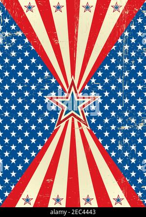 Ein grunge amerikanisches Poster mit einem Rahmen für Ihre Nachricht Stockfoto