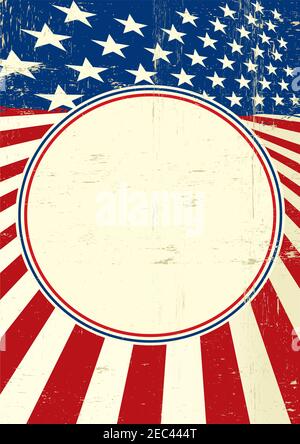 Ein grunge amerikanisches Poster mit einem Rahmen für Ihre Nachricht Stockfoto