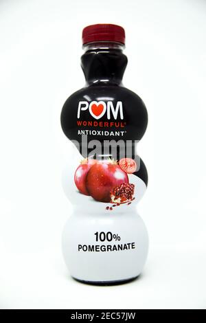 POM wunderbarer 100% Granatapfelsaft Stockfoto