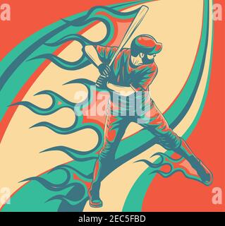 Baseball-Spieler traf den Ball Vektor Illustration Stock Vektor