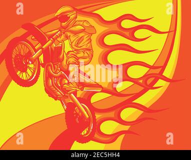 Motocross-Sprung mit abstraktem Hintergrund, Vektor-Illustration Stock Vektor