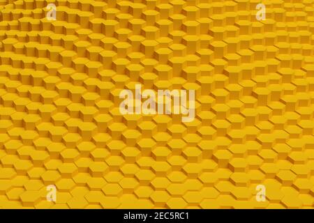 Goldene Sechsecke abstrakter Hintergrund. Geometrisches Muster. 3D Abbildung. Stockfoto