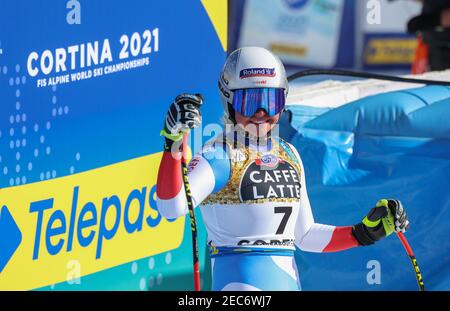 2/13/2021 - SUTER Corinne (SUI) Goldmedaille 2021 FIS Alpine Ski Weltmeisterschaften - Abfahrt - Frauen, Alpinskirennen in Cortina (BL), Italien, Februar 13 2021 (Foto: IPA/Sipa USA) Stockfoto