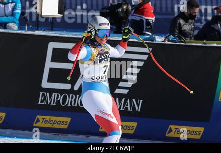 2/13/2021 - SUTER Corinne (SUI) Goldmedaille 2021 FIS Alpine Ski Weltmeisterschaften - Abfahrt - Frauen, Alpinskirennen in Cortina (BL), Italien, Februar 13 2021 (Foto: IPA/Sipa USA) Stockfoto