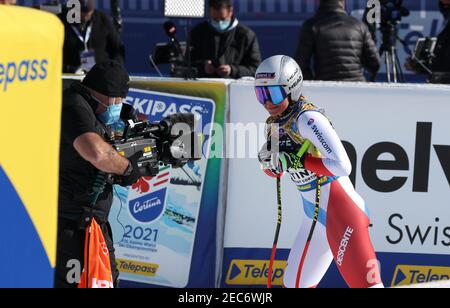 2/13/2021 - SUTER Corinne (SUI) Goldmedaille 2021 FIS Alpine Ski Weltmeisterschaften - Abfahrt - Frauen, Alpinskirennen in Cortina (BL), Italien, Februar 13 2021 (Foto: IPA/Sipa USA) Stockfoto