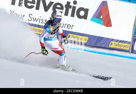 2/13/2021 - SUTER Corinne (SUI) Goldmedaille 2021 FIS Alpine Ski Weltmeisterschaften - Abfahrt - Frauen, Alpinskirennen in Cortina (BL), Italien, Februar 13 2021 (Foto: IPA/Sipa USA) Stockfoto