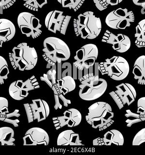Schädel nahtlose Muster Hintergrund. Gruselskelett Schädel und Querknochen halloween Tapete Stock Vektor