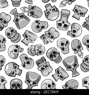 Totenköpfe nahtlose Muster Tapete. Scary Skelett Gesichter halloween Hintergrund Stock Vektor