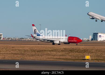 Kopenhagen Dänemark - März 18. 2018: Norwegische Boeing 737-800 Flugzeug in Kopenhagen Flughafen Stockfoto