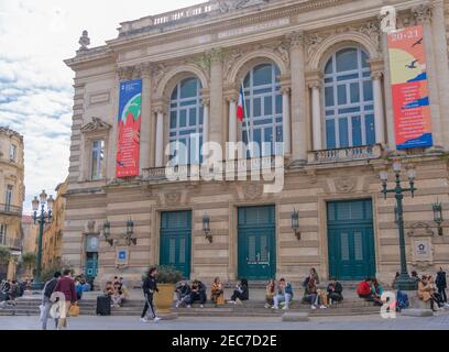 Das historische Gebäude der Opera Comedie in Montpellier, Südfrankreich Stockfoto