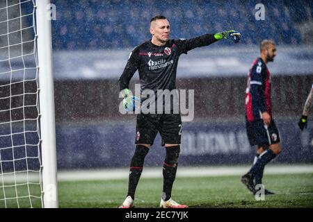 2/12/2021 - Lukasz Skorupski (Bologna FC) während Bologna FC gegen Benevento Calcio, Italienische Fußballserie A Spiel in Bologna, Italien, Februar 12 2021 (Foto by IPA/Sipa USA) Stockfoto