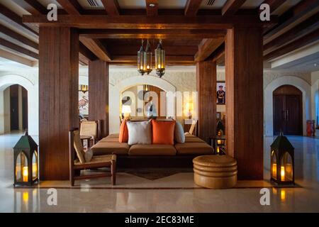 MA'in Hot Springs Resort & Spa Luxushotel in Main Jordan. MA'in Hot Springs oder Hammamat Ma'in (biblische Belemounta), 74 km (64 Meilen) südlich von Amman Stockfoto