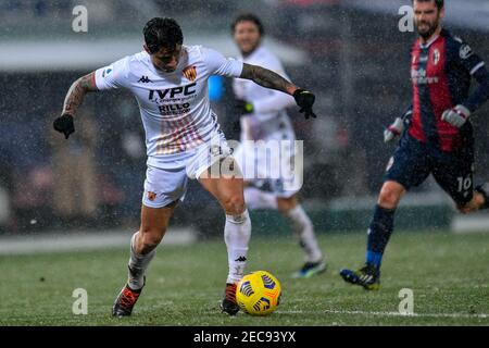 Bologna, Italien. Februar 2021, 12th. Bologna, Italien, Renato Dall'Ara Stadion, 12. Februar 2021, Gianluca Lapadula (Benevento Calcio) während Bologna FC gegen Benevento Calcio - Italienische Fußball Serie A Spiel Credit: Alessio Marini/LPS/ZUMA Wire/Alamy Live News Stockfoto