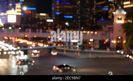 Unverschämtem fabelhaftem Las Vegas Strip Boulevard, Luxus Casino und Hotel, Spielbereich in Nevada, USA. Nachtleben und Verkehr in der Nähe der Fremont Street in Tour Stockfoto